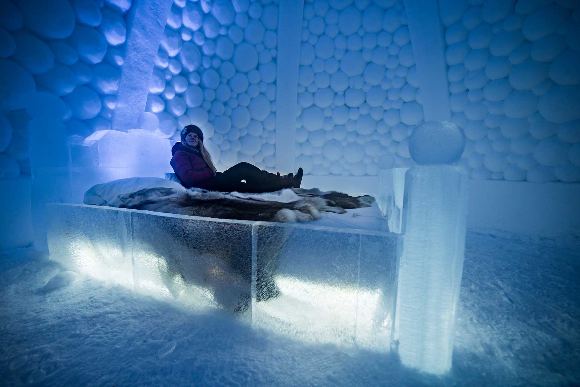 Photo. Ice bed in ice dome