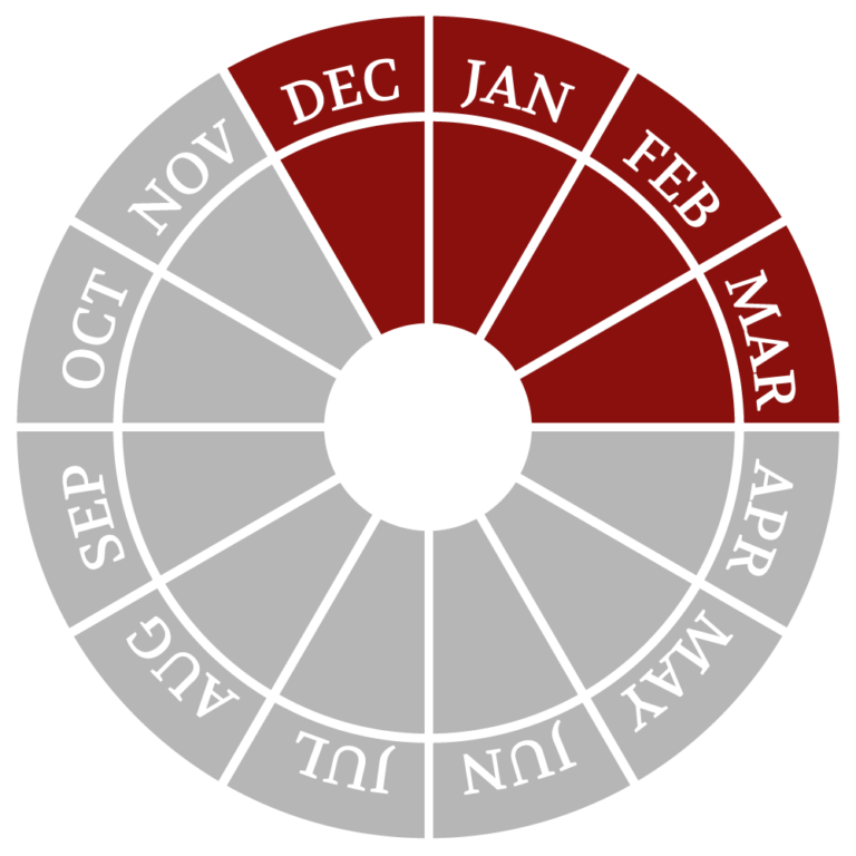 Ilustration. Year wheel - december to march