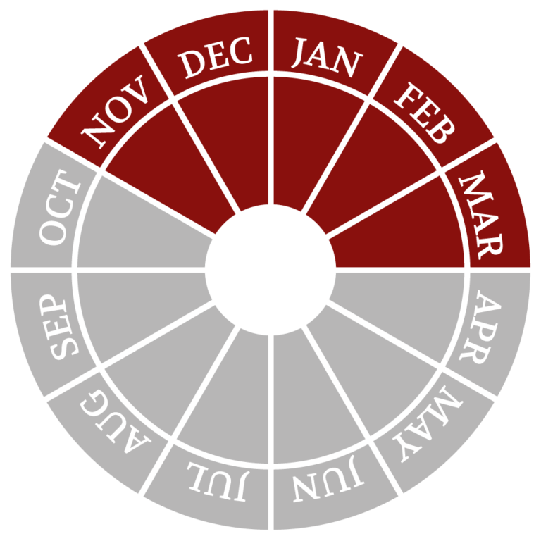 Ilustration. Year wheel - november to march